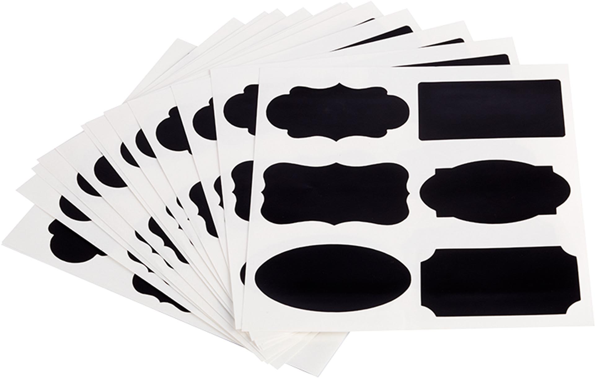 Beschriftungsetiketten 8,0x4,6 cm, schwarz,  PVC, 12 Bögen á 6 Motive, 72er Pack