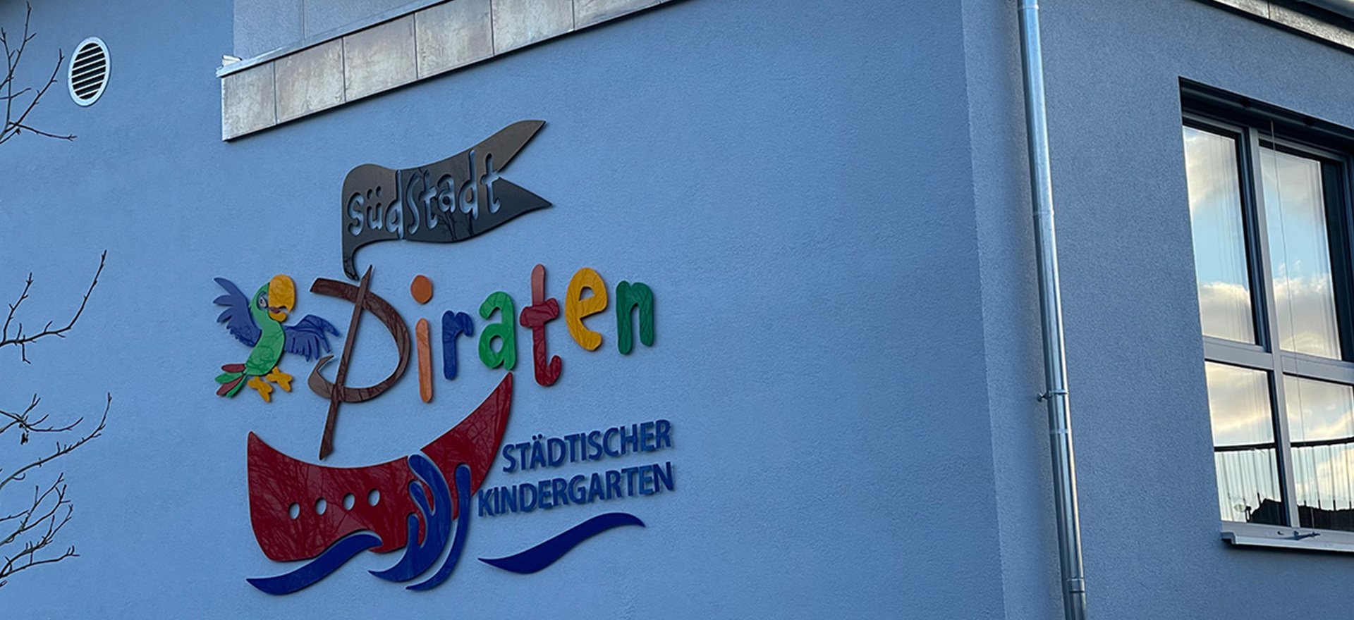 Fassade des Kindergarten "Stadtpiraten" in Sinsheim-Süd