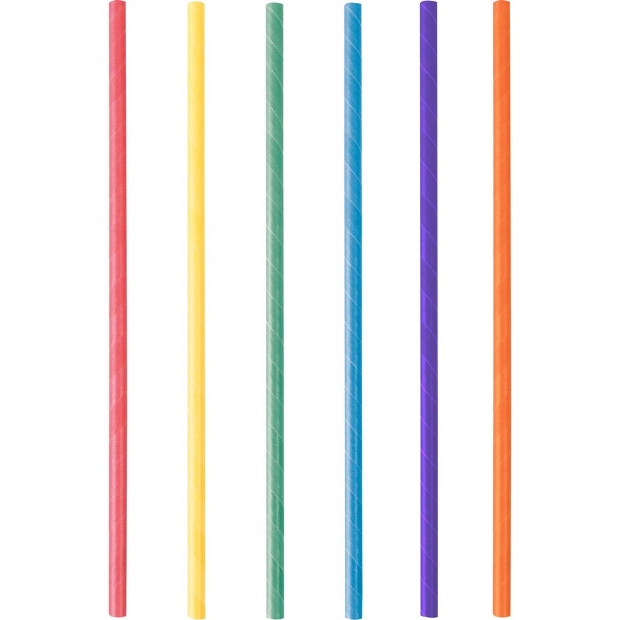 Trinkhalme aus Papier 25 cm lang farbig gemischt gemischt (6 Farben), 150 Stück/ Pack